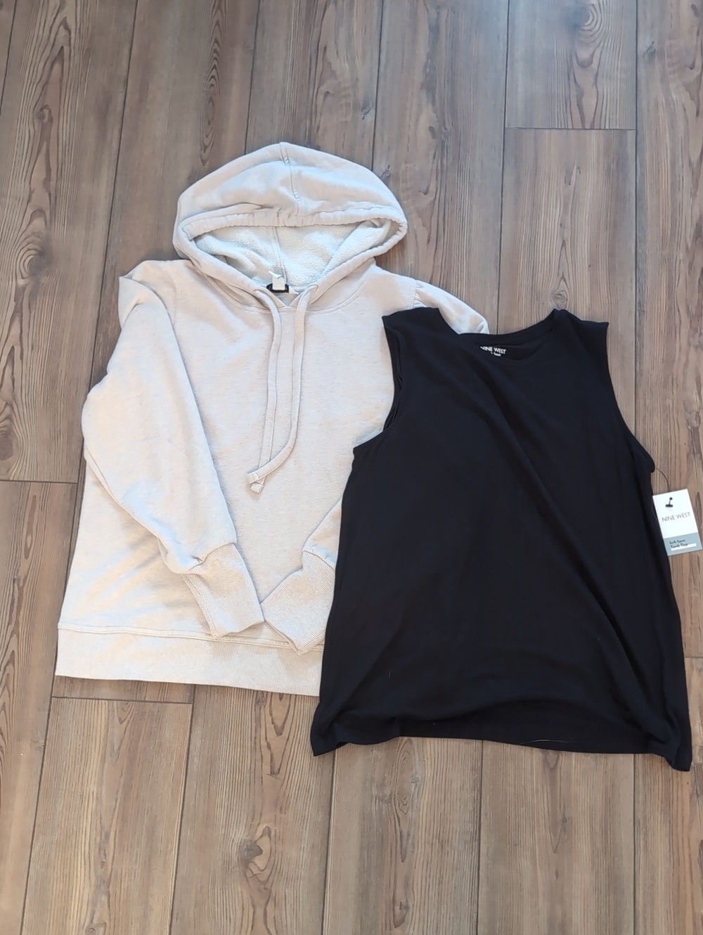 Nine West Cream Hooded Sweatshirt with Black Tank Top
